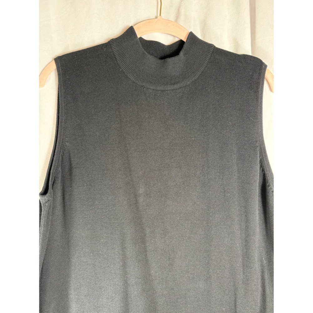 Metrostyle Womens Black Mock Neck Sleeveless‎ Cotton Knit Shell Top XL 03-3251-0